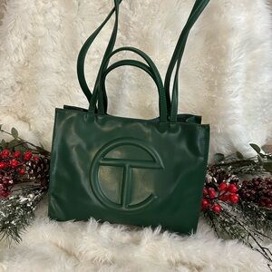 Telfar dark green medium tote